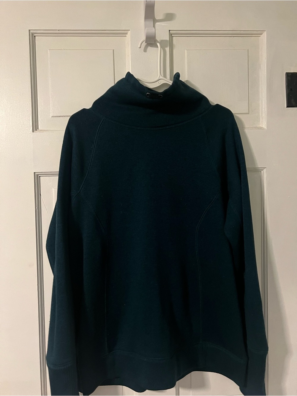 Dark Teal Funnel Neck Pullover Sweatshirt